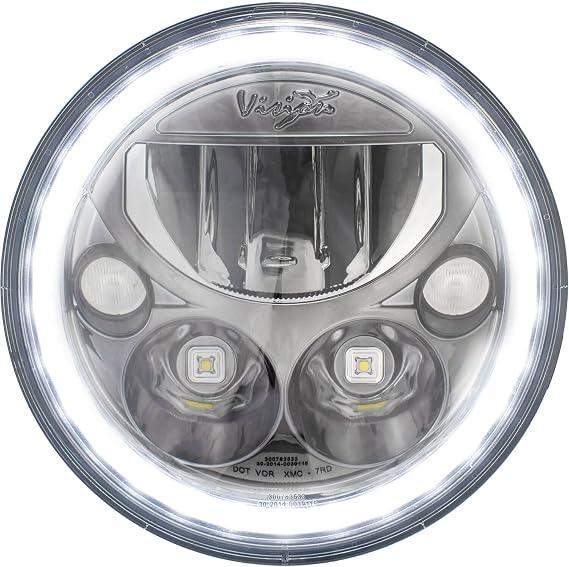 Vision X Lighting (XIL-7RDB) 7" Round VX LED Headlight w/Low-High-Halo, Single Light, Black Chrome Face