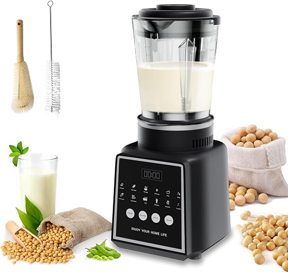 Nut Milk Maker, 1650ML Automatic Soy Milk Maker with Self-Cleaning Function, 24H Smart Timer, 14 Stainless Steel Blades, Non-Stick Materials, Touch Screen, Homemade Plant-Based Milk, Oat, Soy