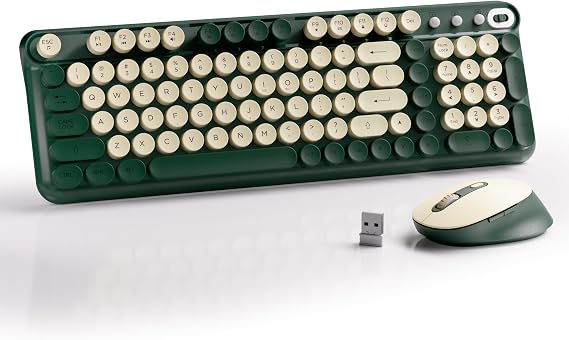 MPTOG Wireless Keyboard and Mouse Combo (Milk Dark-Green)