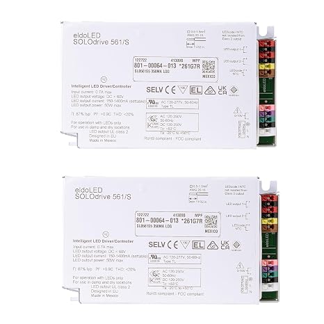 SOLOdrive 561/S 50W 'Dim to Dark' Constant Current 0-10V Dimmable LED Driver (2 Pack) - [Customized Programming Available]