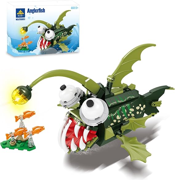 KAZI Anglerfish Building Toy,Lantern Fish Building Blocks for Kids Ages 8+