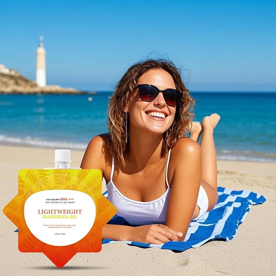 Ultra-Lightweight Dry-Touch Water-Resistant Sunscreen SPF50 PA+++, Broad Spectrum UVA/UVB Protection, Airy-Fit Sunscreen Gel, Oil-Free Non-Greasy Formula, No White Cast, for Sensitive Skin,1.7 Fl Oz