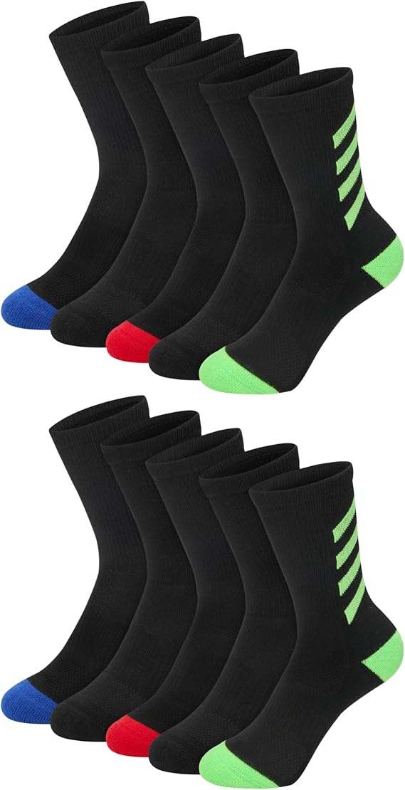 Hanes Boys' Moves Socks, Breathable Mesh Performance Socks, Ankle, Crew, No Show, Moisture-wicking, 10-pack