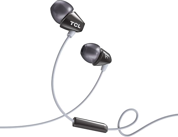 TCL SOCL100BK Socl 100 in-Ear Earbuds Wired Headphone with Passive Noise Isolation and Built-in Mic - Phantom Black