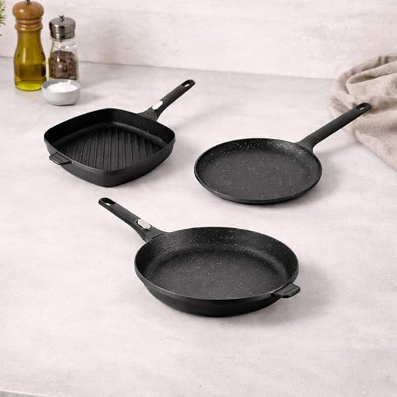 Berghoff GEM Cast Aluminum 3Pc Nonstick Performance Cookware Set with Detachable Handle