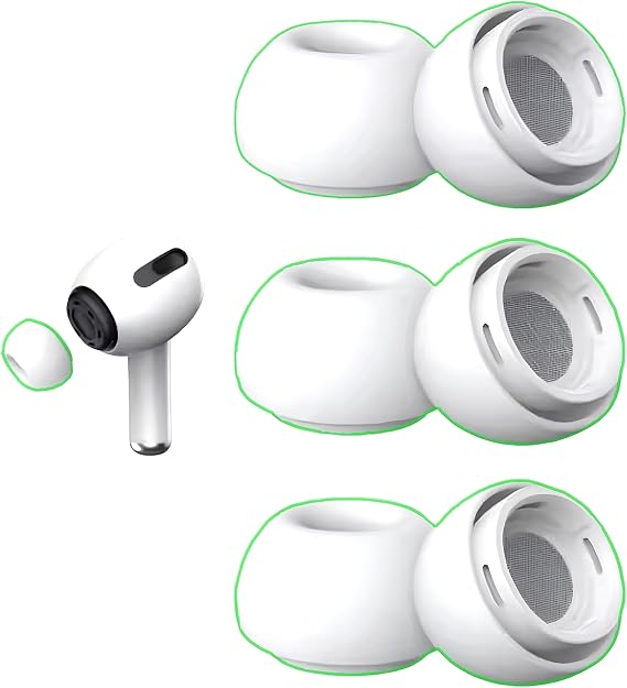 HARVORTEZ, Apple AirPods Pro 1. ve 2. Nesil ile Uyumlu 3 Farklı Boyutta Silikon Yedek Kulaklık Uçları, AirPods Pro Ear Tips - 3 Sets (S/M/L)