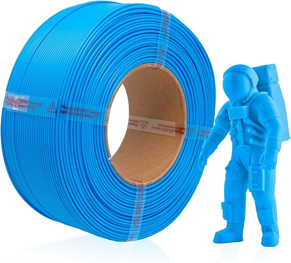 HATCHBOX 1.75mm PLA 3D Printer Filament Refill, Includes 1 Refillable 1 KG Spool for 3D Printing, Dimensional Accuracy +/- 0.03mm, Blue