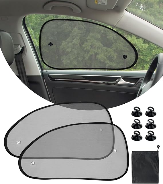 bylikeho 2 Pack Car Sun Shade,Car Shades for Side Windows,Car Accessories Cling Sunshades Car Shade,Car Window Cover,Car Window Shade for Baby,Automotive Sun Protection Baby from UV and Sun Glare
