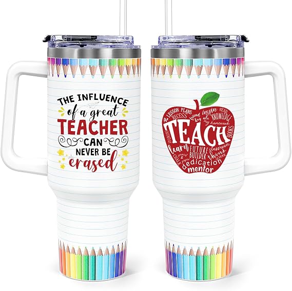 iAOVUEBY Teacher Gifts for Women, 40oz Teachers Tumbler with Handle, Teacher Appreciation Gifts from Student, Gift For Teachers Women, Best Birthday Christmas End of Year Thank You Gift Coffee Mug