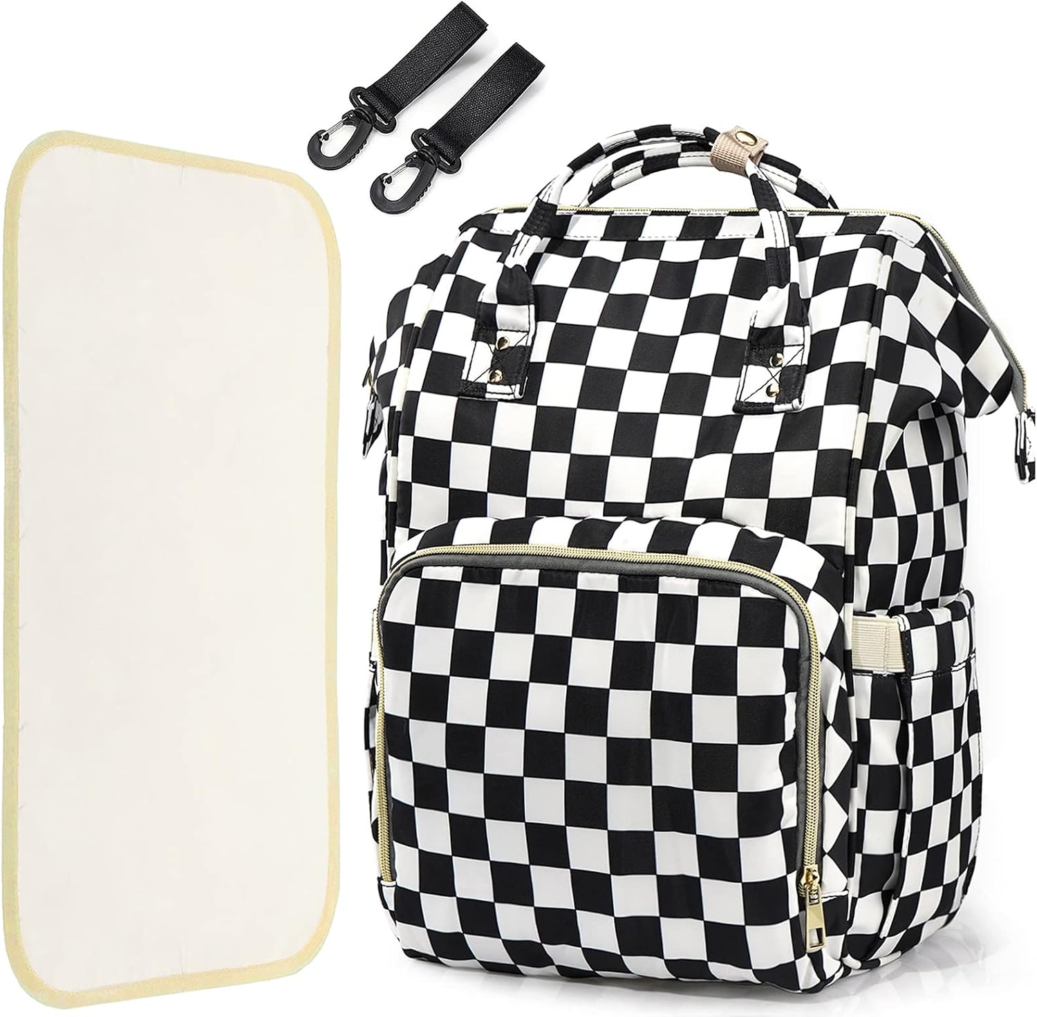 LIMHOO 3 in 1 Diaper Bag Backpack, Multifunction Large Baby Bags with Changing Pad & Stroller Straps, Waterproof Nappy Bag for Mom Baby Care Checkered