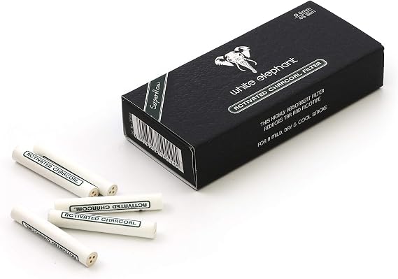 White Elephant 45 Filters x 6mm Active Charcoal Pipe Filter from Germany