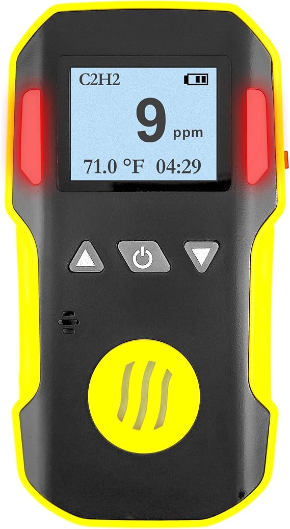 Acetylene Gas Detector (C2H2) by Forensics | USA NIST Calibration & Certificate | Dust & Explosion Proof | USB Recharge | Sound, Light and Vibration Alarms | 0-100 ppm |