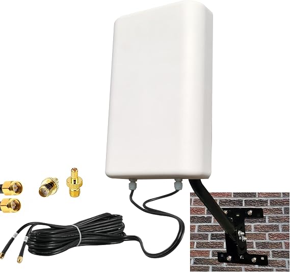 4G LTE 2x2 MIMO Panel Antenna Outdoor mimo 5G External Antenna T-Mobile, Directional Cellular 4g Modem Antenna ts9 SMA for 4G 5G Hotspot with 10meters Cable/J-mounting Pole