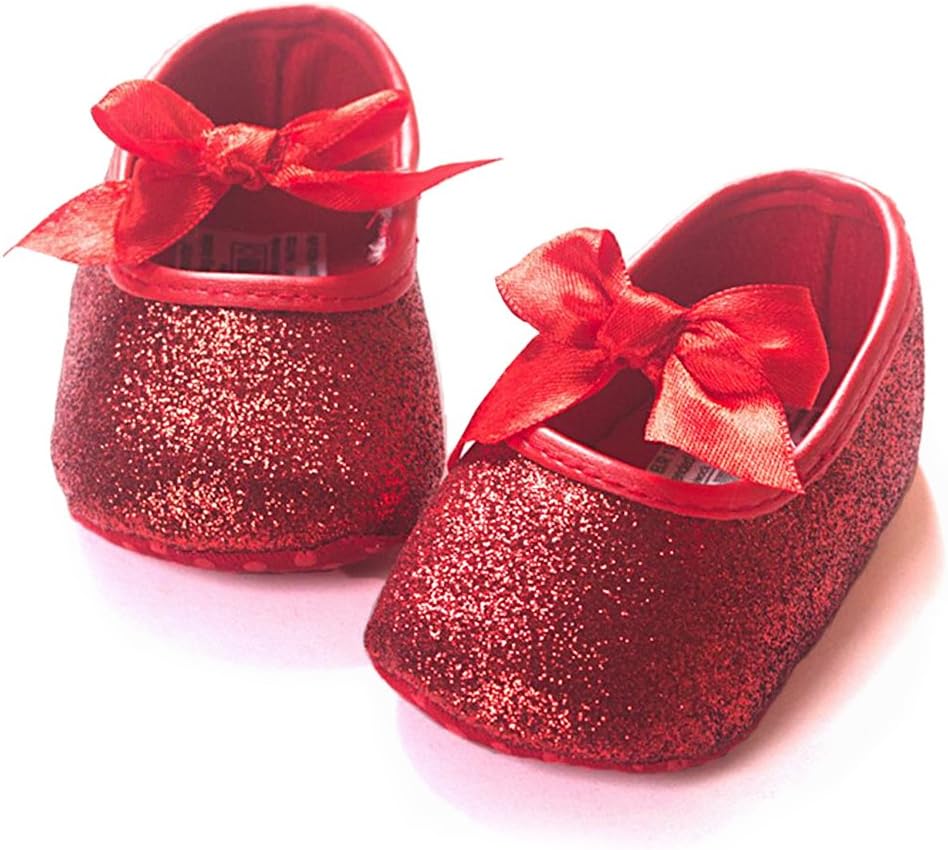 OAISNIT Baby Girl Shoes Mary Jane Flats Anti-Slip Princess Wedding Dress Infant Girl Soft Lightweight Crib Shoes