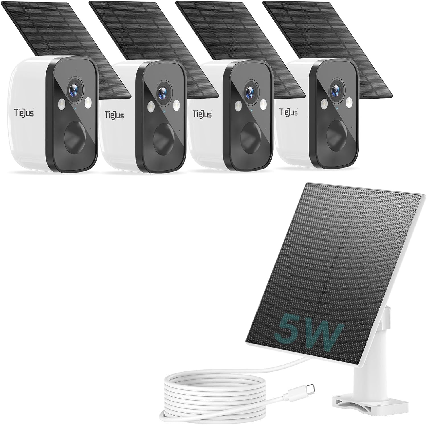 Security Cameras Wireless Outdoor, 4-Pack Solar-Powered Security Camera for Home Security with 5W Solar Panel