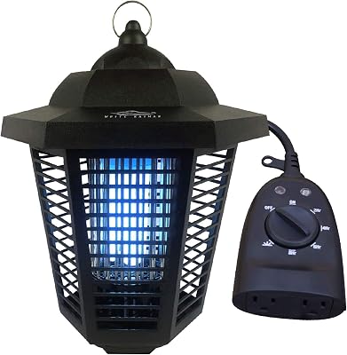 Electric Bug Zapper Outdoor Mosquito Lamp wPhoto-Sensor Timer- High Powered 2000 Volt Grid & 20W UV Tube Insect Attracting Mosquitoes ~ Killer Waterproof Bug Zapper