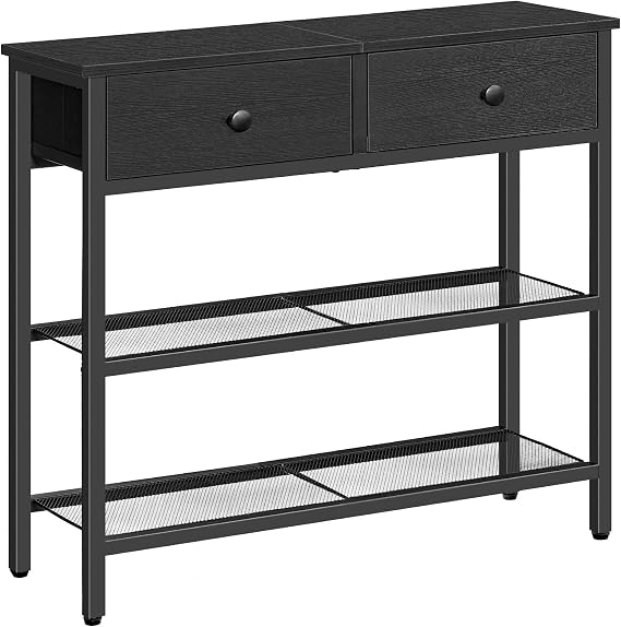 HOOBRO 29.5" Narrow Console Table with 2 Fabric Drawers, Small Sofa Table