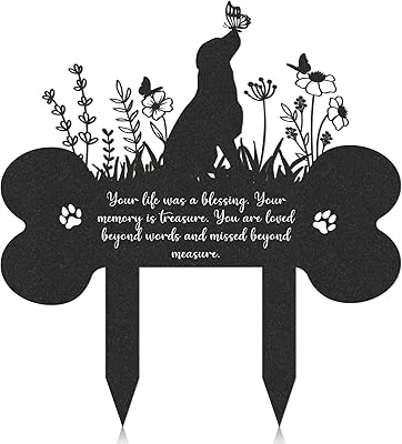 Pet Grave Markers Dog, Metal Dog Memorial Garden Markers Decorations for Cemetery, Pets Waterproof Grave Stakes Plaque Pet Headstone Garden Memorial Graves13.4 x 12 in