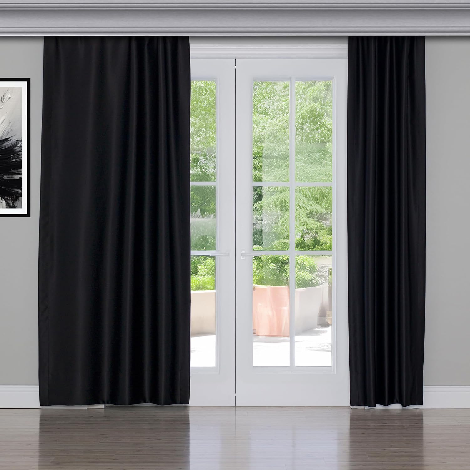 Gauze Fabric Design Blackout Black Dimming Background Curtain 150 x 260