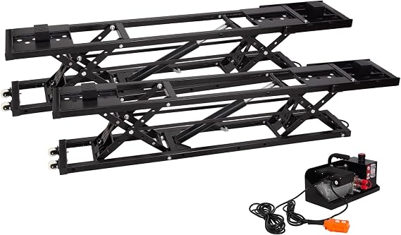 Portable Car Lift for Home Garage, 7,000 LBS Capacity, 28" Max Height, Heavy-Duty Quick Jack with Locking Levers, Wheels & 120V Power Unit for SUVs Trucks