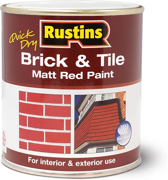 Rustins Quick Dry Brick & Tile - Matt Red Paint - 500ml/16.9 fl oz - For Interior and Exterior Use