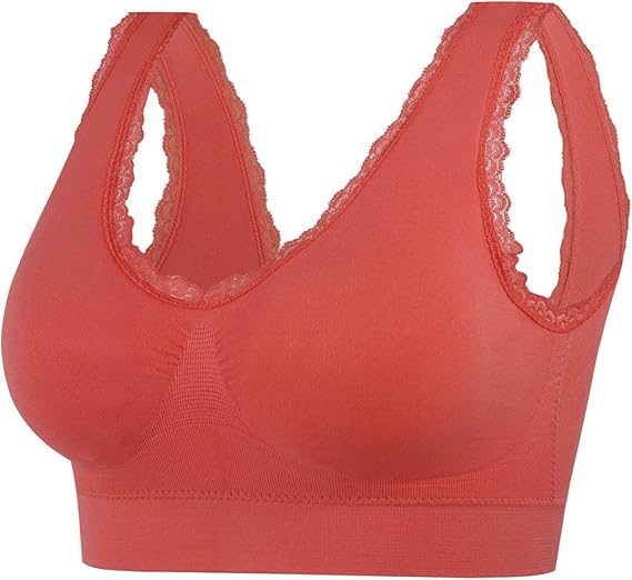Sport Bra for Women High Support Lace Full Coverage Workout Bra No Underwire Push Up Bra Breathable Comfort Underwear