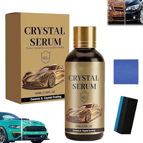 Crystal Serum for Cars, Crystal Serum Ceramic Coating, Advanced Graphene Ceramic Coating, 9H Graphene Coating for Auto Car Detailing, Coat Restore for Paint, Glass & Wheel 100ML