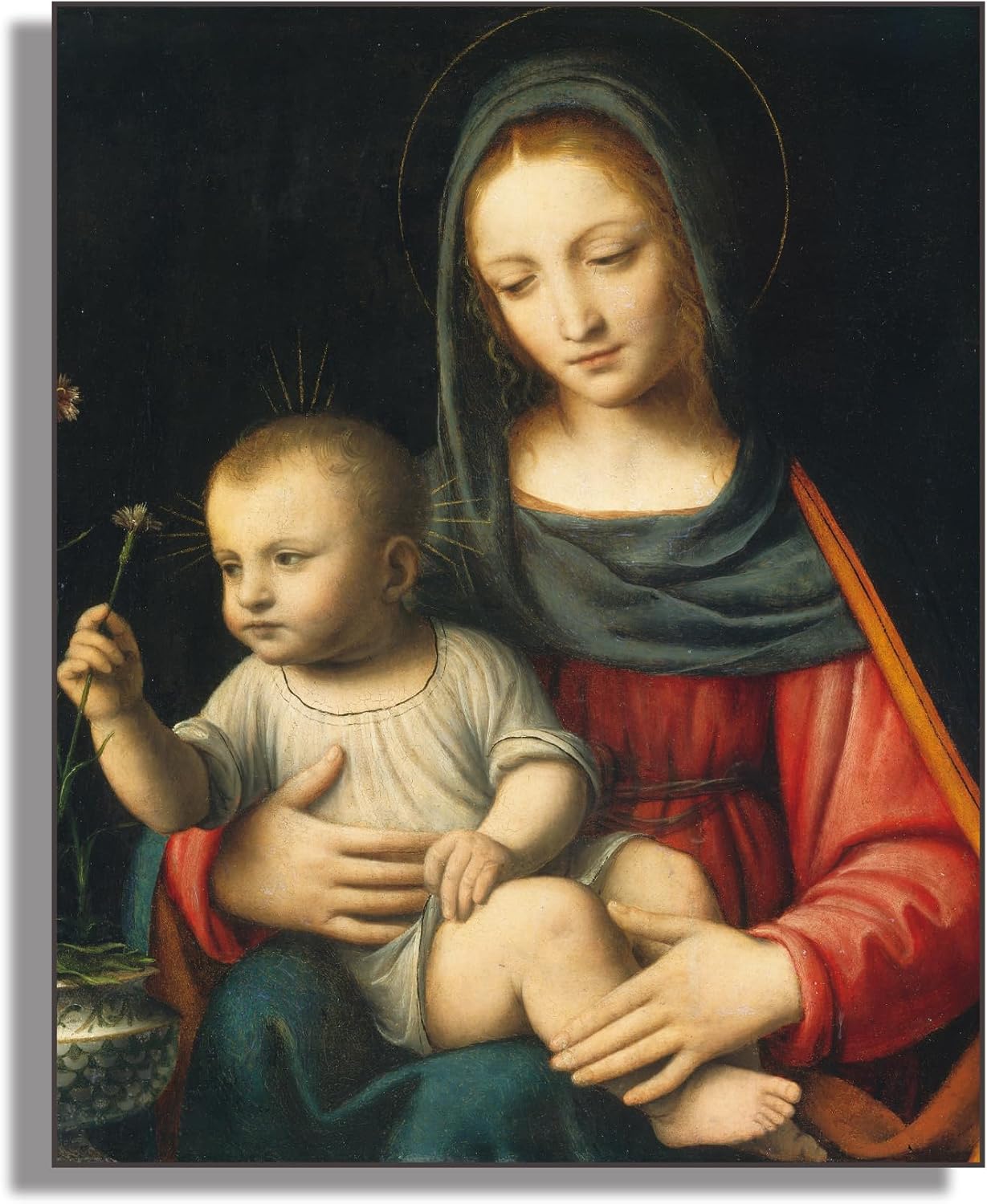 OKRA Bernardino Luini Canvas Wall Art- Virgin Mary And Baby Wall Decor - Church, Religious Poster- Famous Painting Reproducte- Home Decor for Gallery Campus Living Room- Unframed12x16in30x40cm