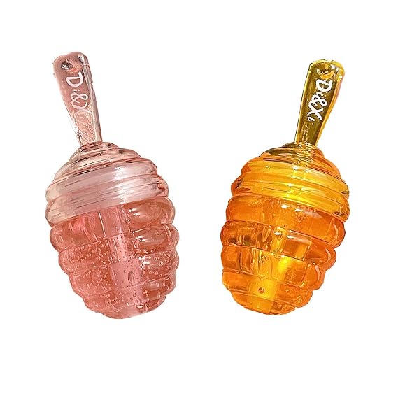 2PCS Small Peach & Honey Lip Oil & Mask: Moisturizing Day & Night Lip Sleeping Masks, Scrubs & Exfoliator