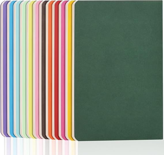 ZCZN A5 Lined Notebooks, 12 Assorted Colours, 12-Pack, 60 Pages Each | 21 x 14cm Soft Cover Note Pads Set with Ruled Pages for School, Study, Office and Note-Taking