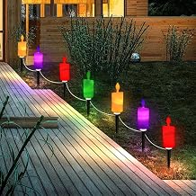 Solar Powered Garden Path Lights, Multi-Colour LED Candle Stakes, 8-Pack, Outdoor Decorative Landscape Lighting