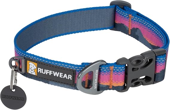 Ruffwear, Crag Dog Collar, Alpine Dusk, 20"-26" | Stylish Adventure Collar with Premium Reflective Tubelok Webbing, Side Release Buckle, Aluminum V-Ring & ID Tag Silencer