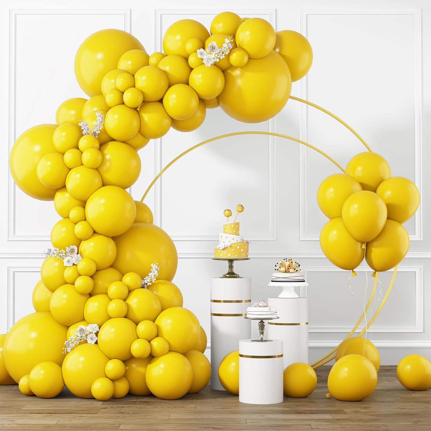 RUBFAC Yellow Balloons Different Sizes 105pcs 5101218 Inch Yellow Balloon Garland Kit for Wedding Baby Shower Birthday Party Supplies Bridal Shower Decorations
