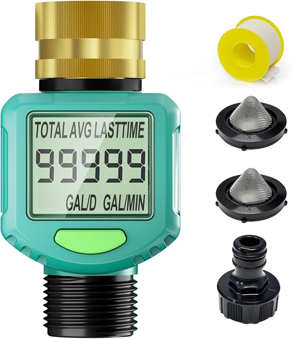 Water Flow Meter with 180 Flip Screen,5% Accuracy, Brass Inlet