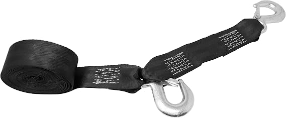 2 Inch Wide Replacement Boat Winch Strap, Boat Hook On One End, 10 Inch Safety Strap with A Forged Snap Hook, 1 Inch Loop On Opposite End for Attachment to Winch, 1333 lb WLL (16 Feet.)