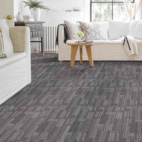 LITA Carpet Tiles Reusable 24" x 24" Squares Indoor/Outdoor 0.25" Pile Height Loop Pile, Non Slip Easy DIY Installation Peel and Stick Carpet Tile, Brown, (18 Tiles) (72 sqft/Box)