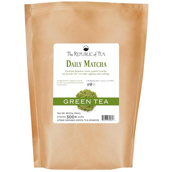 The Republic of Tea Japanese Daily Matcha Powder 1 lb Bulk Bag | Matcha Green Tea | 300+ Servings
