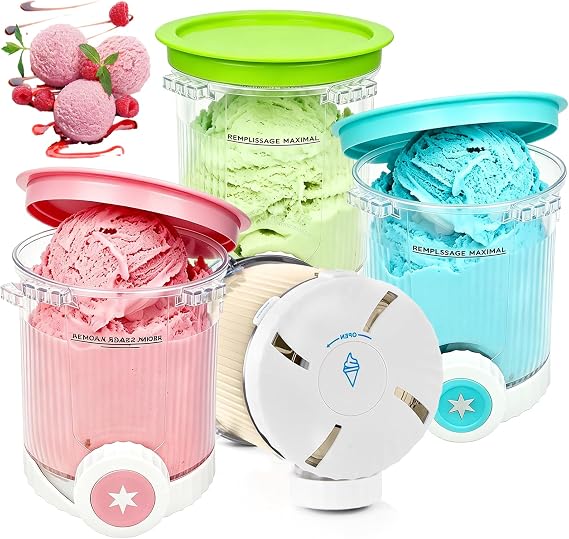 4 Pack Creami Pint Containers Compatible with Ninja CREAMi Swirl NC700