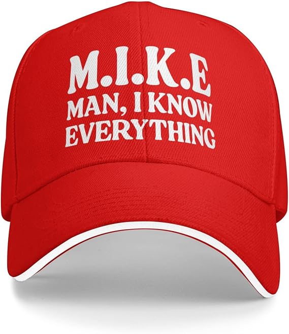 M.I.K.E. Mike Knows Everything Cap Dad Hat Baseball Cap Red