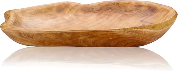 Jovivi Natural Fir Root Wood Dish Bowl, Handmade Wood Serving Platter Tray Plate,Wooden Plates for Sandwich Bread Fruit Salad Snack Dough Candy Serving Appetizer Display (11.4"x7.5")