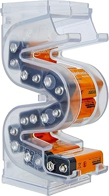 Battery Ladder Organizer Case for 9V Batteries - Stackable or Mounted Vertical Storage Battery Dispenser for Home, Garage, Workshop 1-Pack, Holds 10 9V Batteries