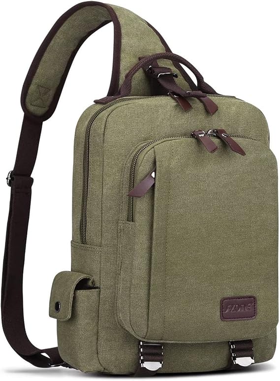 S-ZONE 13 Inch Laptop Shoulder Backpack Messenger Single Chest Sling Cross Body bag Diagonal Gym Sack Satchel Outdoor for Men (Dark Grey)