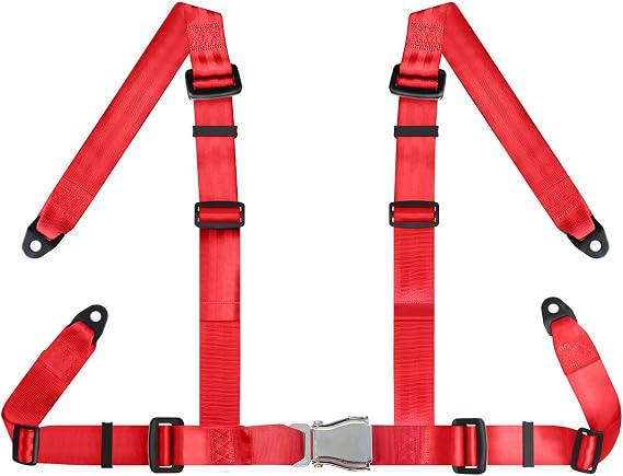 Yakitoko Universal 4 point Safety Harness Set 2" Fits Go Kart,UTV,ATV,Racing Red