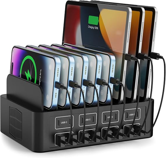150W/35A Charging Station for Multiple Devices, RUANSZZ 16 Port USB~C Fast Charging Station, Multiple Charger Organizer Compatible with Cell Phone, iPad, Kindle, Tablet and Other Electronic