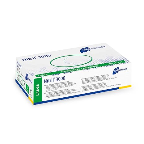 Meditrade Nitrile Gloves, Disposable, Powder-Free, White, Large, 100pcs