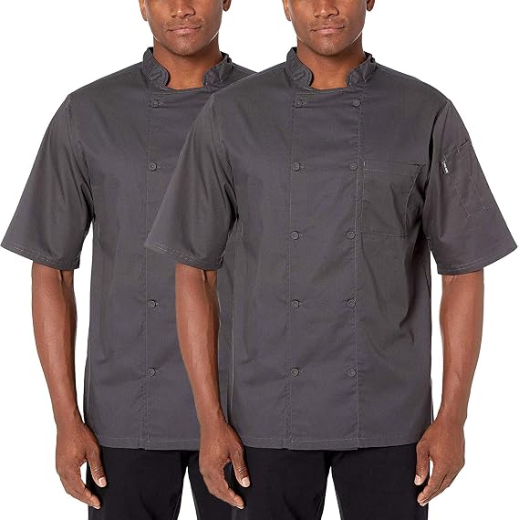 Chef Code 2-PACK Cool Breeze Chef Coat with Short-Sleeves and Mesh Vent Inlay
