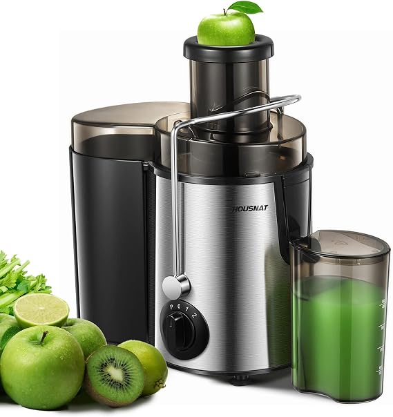 Juicer Machine, HOUSNAT Centrifugal Juicer, 800W Max Power Juice Extractor, 65mm Channel for Whole Fruits and Vegetables, Juice Extractor with 3 Fast Juice Speeds,