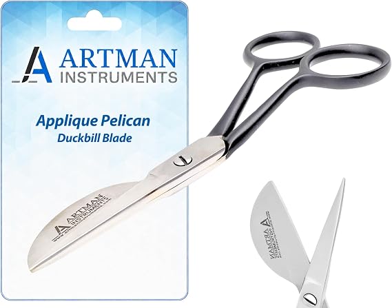 ARTMAN INSTRUMENTS Applique Pelican Duckbill Blade - Double Bent Curved Offset Handle Scissors for Embroidery, Fabric, Arts & Craft by Artman Instruments (6 Inch)