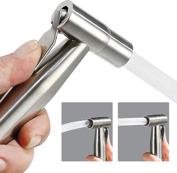 BARROCK Handheld Bidet Sprayer Head Only, Stainless Steel Shattaf Jet Spray for Toilet, Baby Cloth Diaper Sprayer with Adjustable Water Pressure Control, Brushed Nickel
