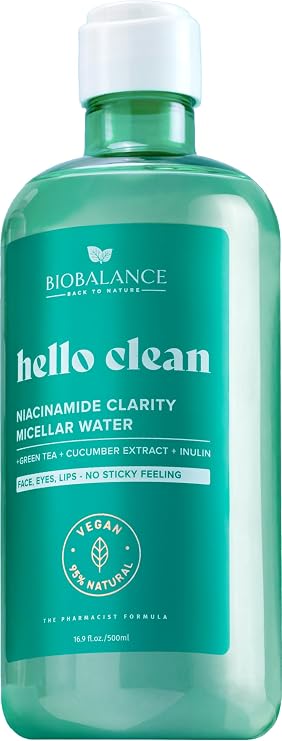BioBalance Hello Clean Niacinamide Clarity Micellar Water | 500ml | Face Cleanser | Cleanser for Blemish Prone Skin | for Oily & Combination Skin | Refines Pores & Regulate Excess Sebum